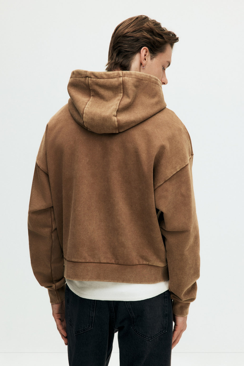 Oversized Fit Washed hoodie Dark Brown