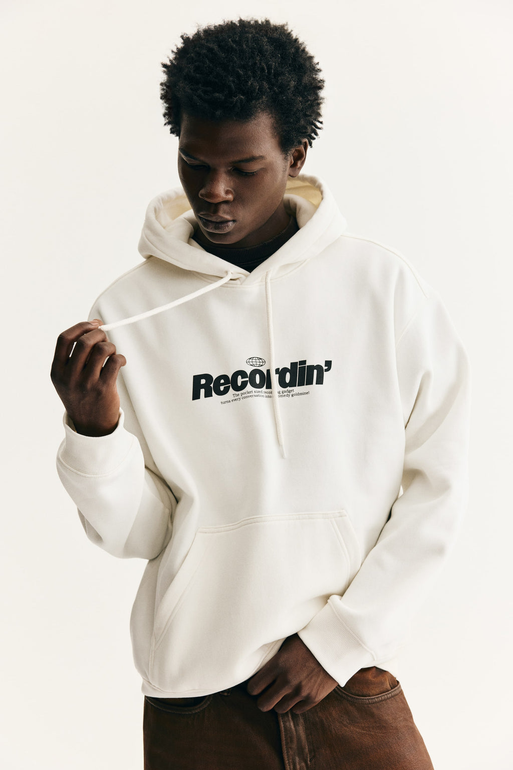 Recordin' Loose Fit Printed Hoodie