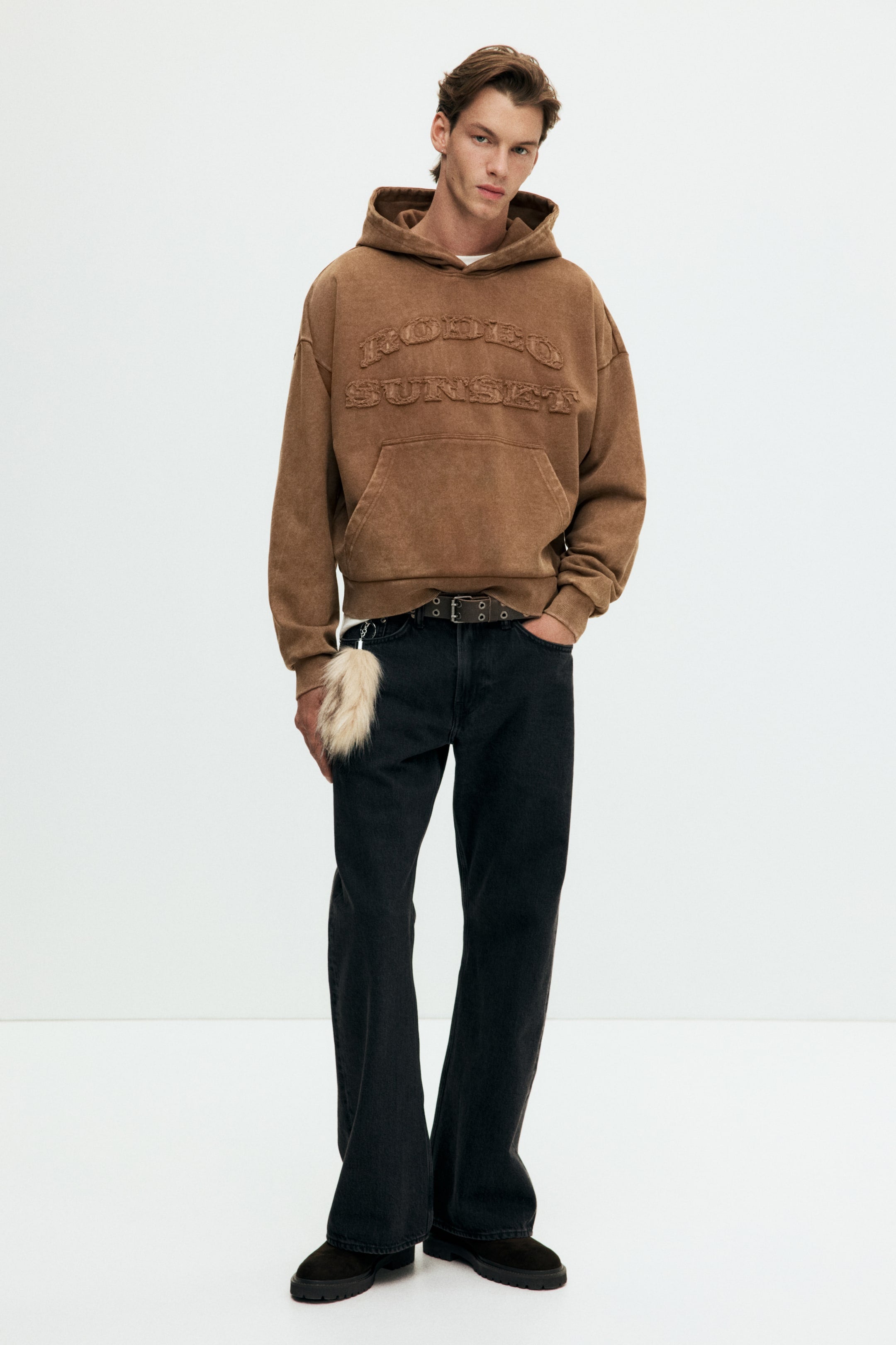 Oversized Fit Washed hoodie Dark Brown