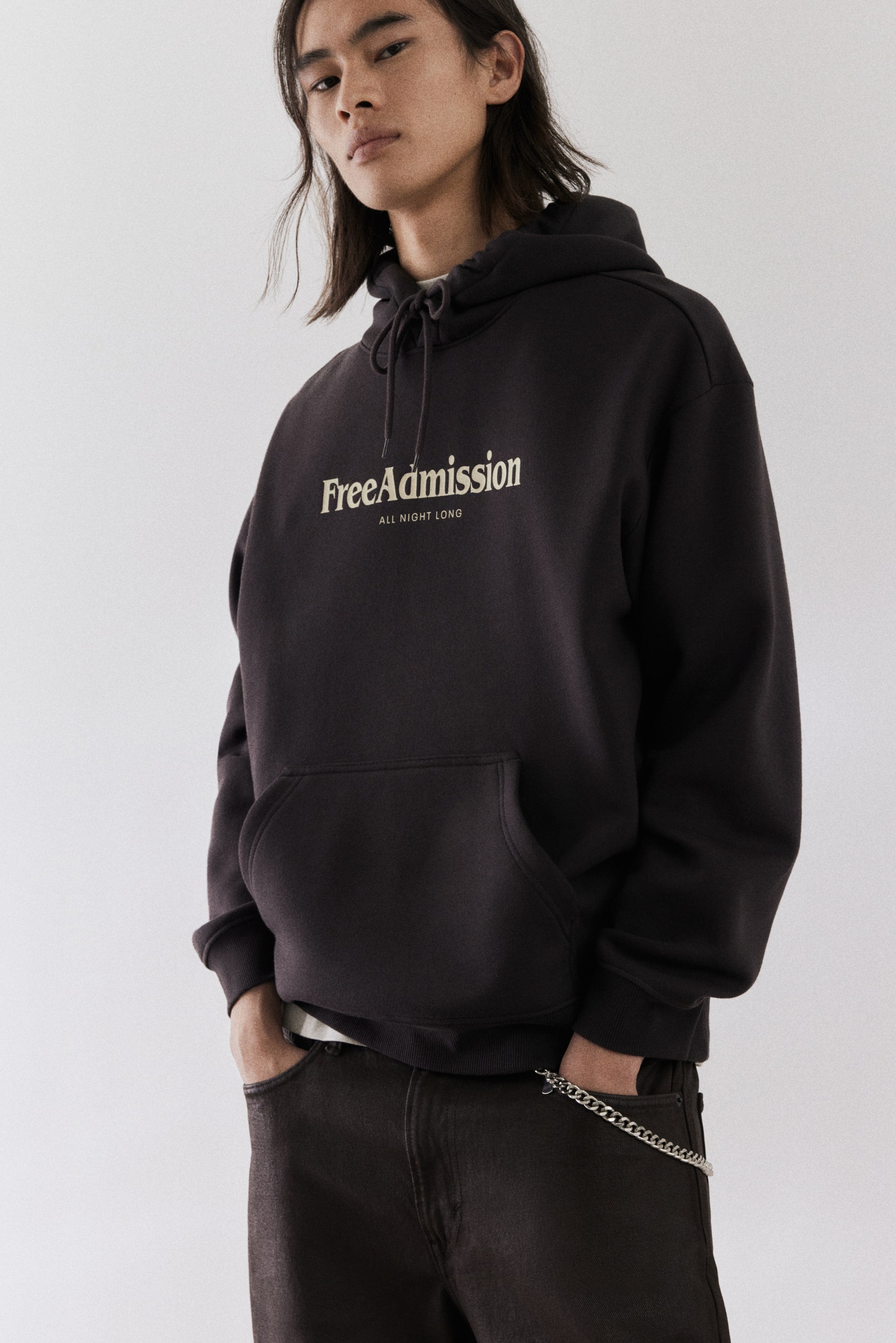 FreeAdmission Loose Fit Printed Hoodie