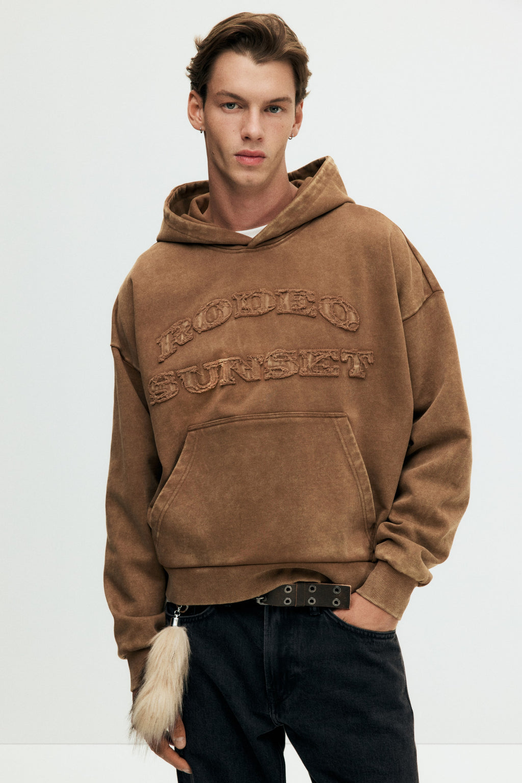 Oversized Fit Washed hoodie Dark Brown